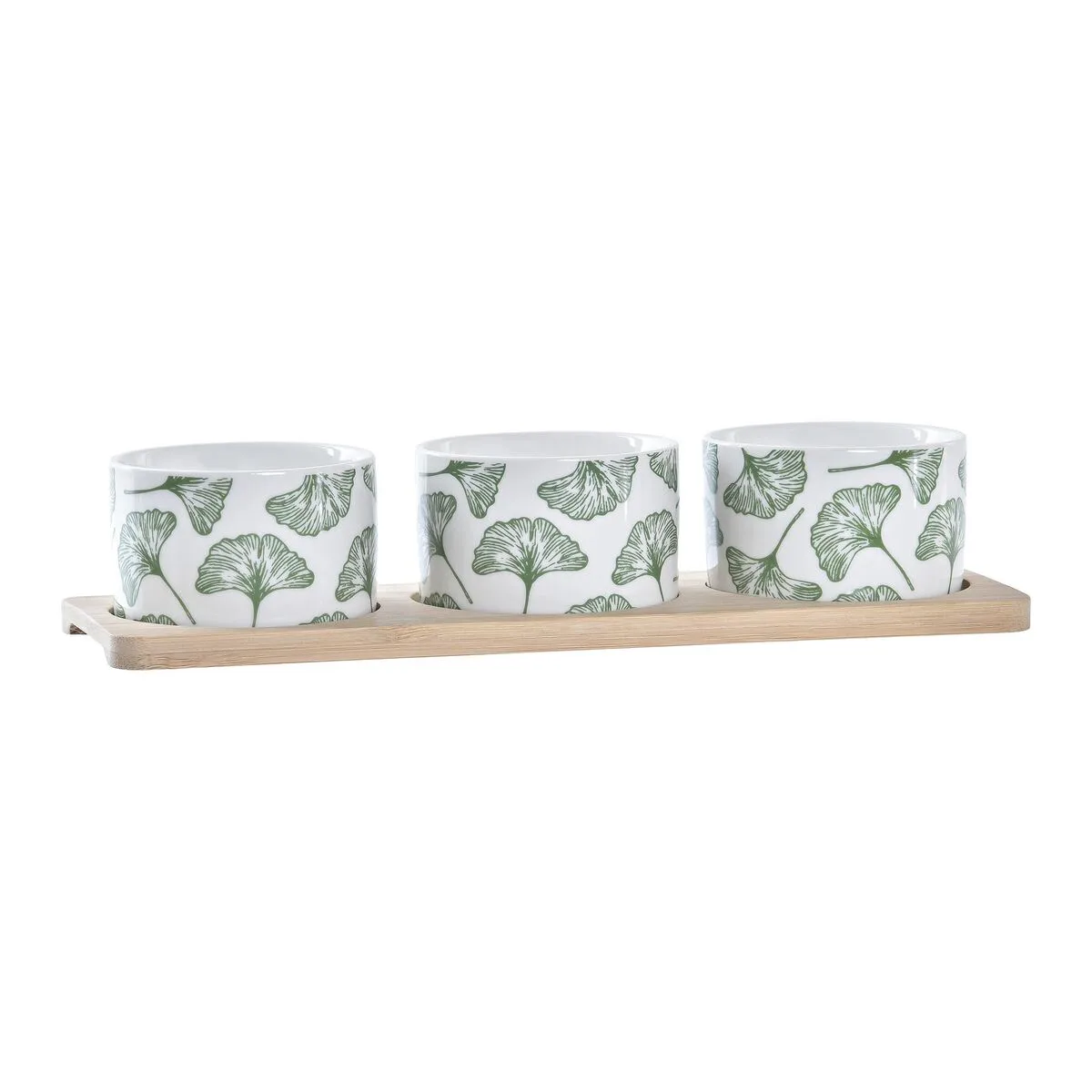 SET DE APERITIVO DKD HOME DECOR BAMBÚ GRES HOJAS 3 PIEZAS 4 PIEZAS 28 X 9,7 X 1,5 CM