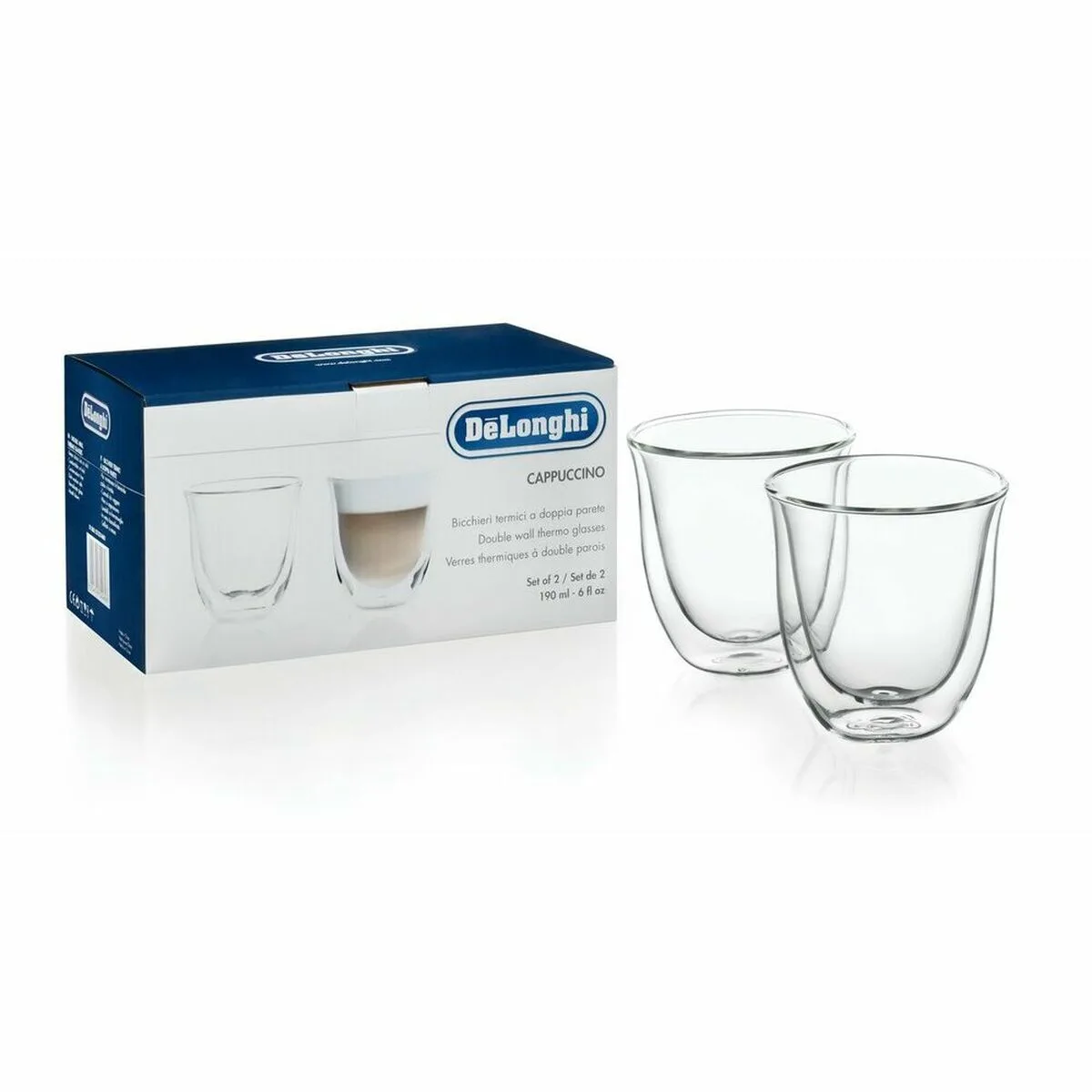 JUEGO DE 2 TAZAS DE CAFÉ DE'LONGHI 5513214601 TRANSPARENTE 2 PIEZAS