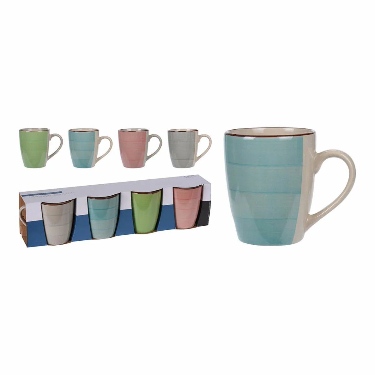 JUEGO DE 4 TAZAS MUG EXCELLENT HOUSEWARE 360 ML