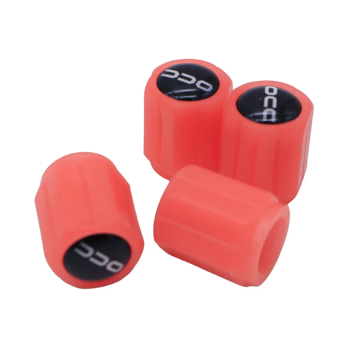 JUEGO DE TAPONES OCC MOTORSPORT OCCLEV001 4 UNIDADES FLUORESCENTE ROJO