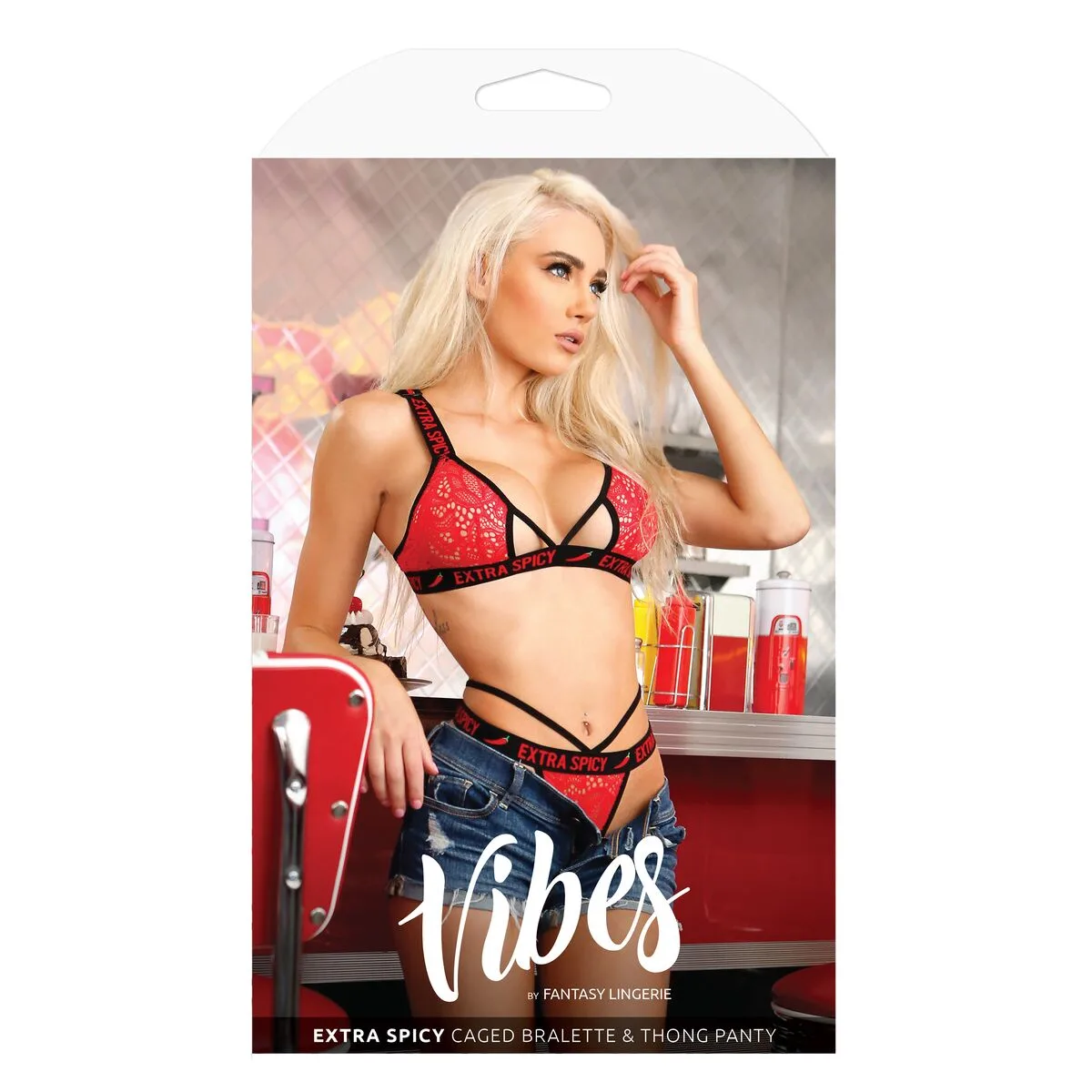 CONJUNTO DE LENCERÍA FANTASY LINGERIE ROJO (L/XL)