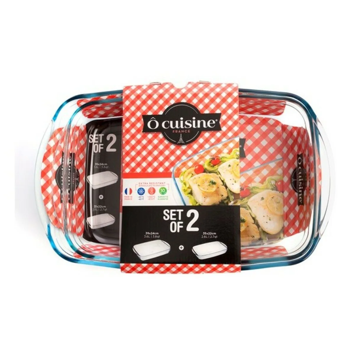 SET DE FUENTES PARA HORNO Ô CUISINE 334SA05 TRANSPARENTE VIDRIO