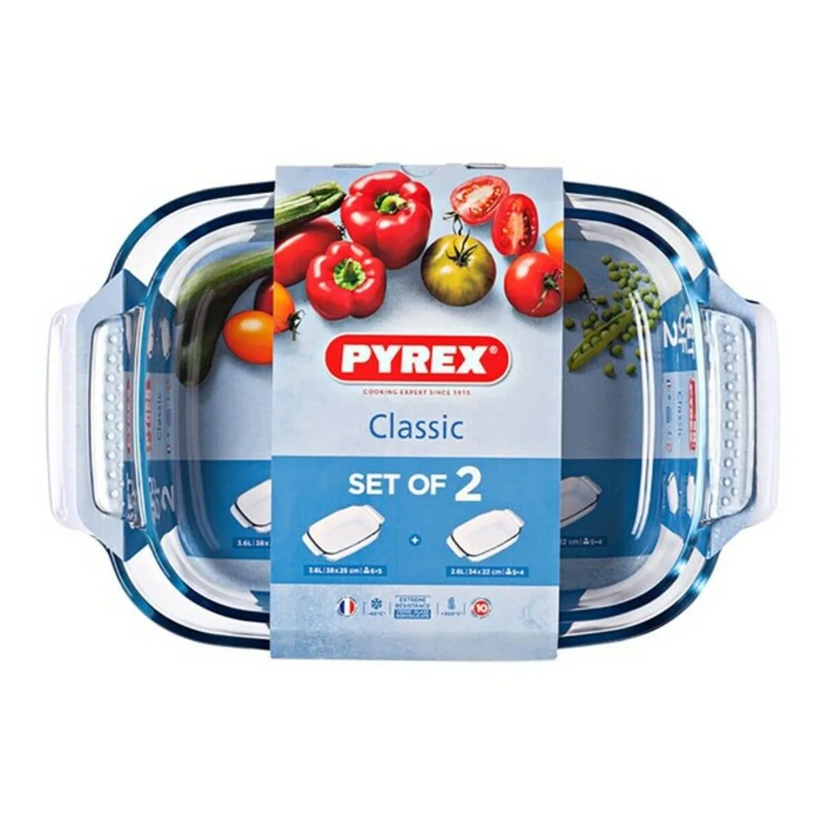 SET DE FUENTES PARA HORNO PYREX CLASSIC TRANSPARENTE VIDRIO