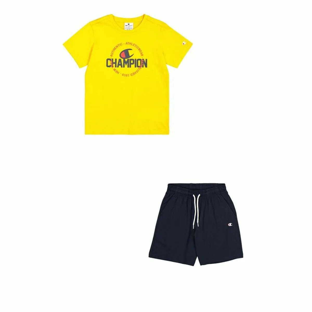 CONJUNTO DEPORTIVO PARA NIÑOS CHAMPION AMARILLO AZUL MARINO