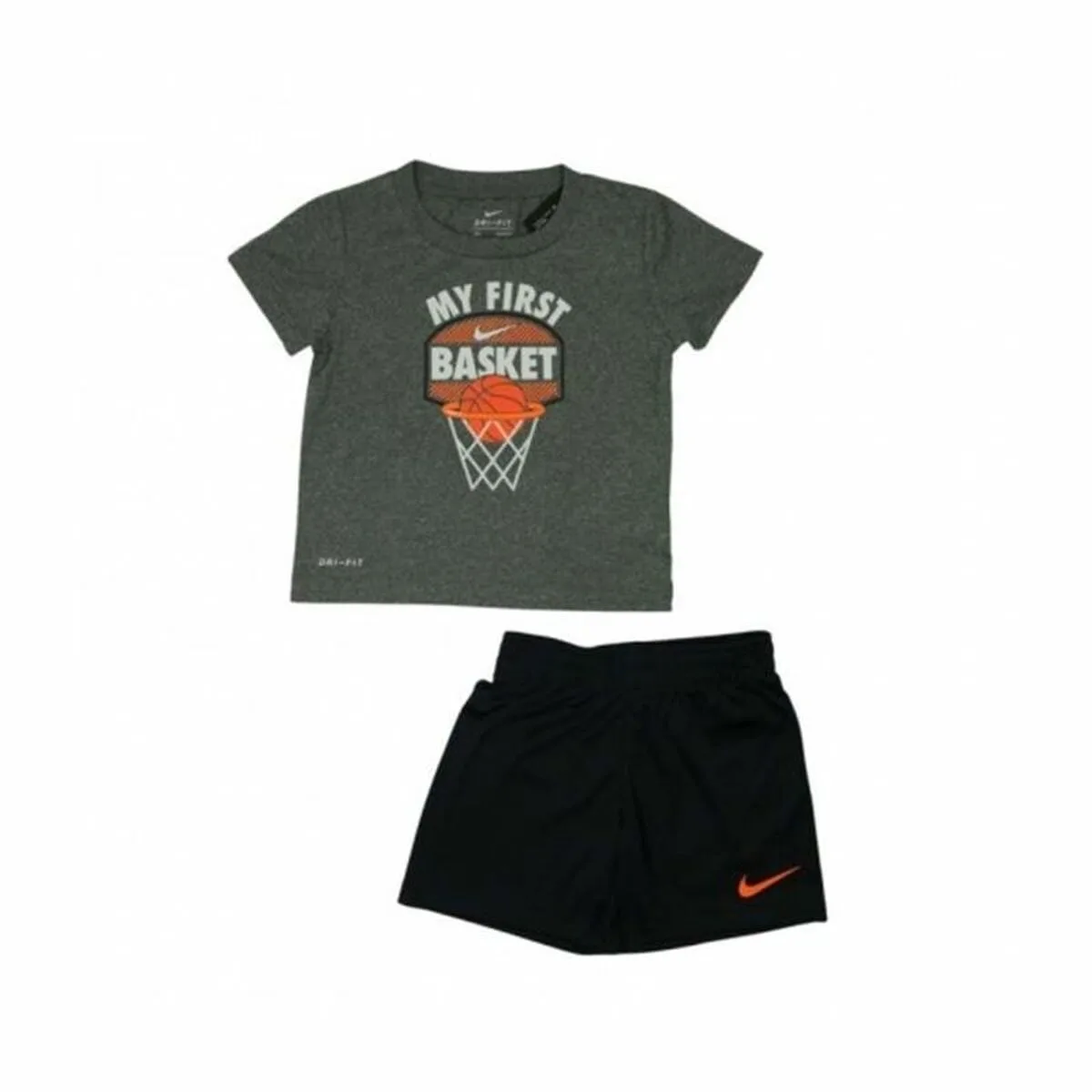 CONJUNTO DEPORTIVO PARA NIÑOS NIKE MY FIRST BASKET NEGRO GRIS 2 PIEZAS