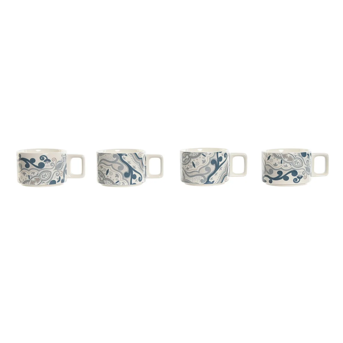 JUEGO DE TAZAS DE CAFÉ HOME ESPRIT BEIGE GRIS ROSA LILA METAL BAMBÚ DOLOMITA 260 ML