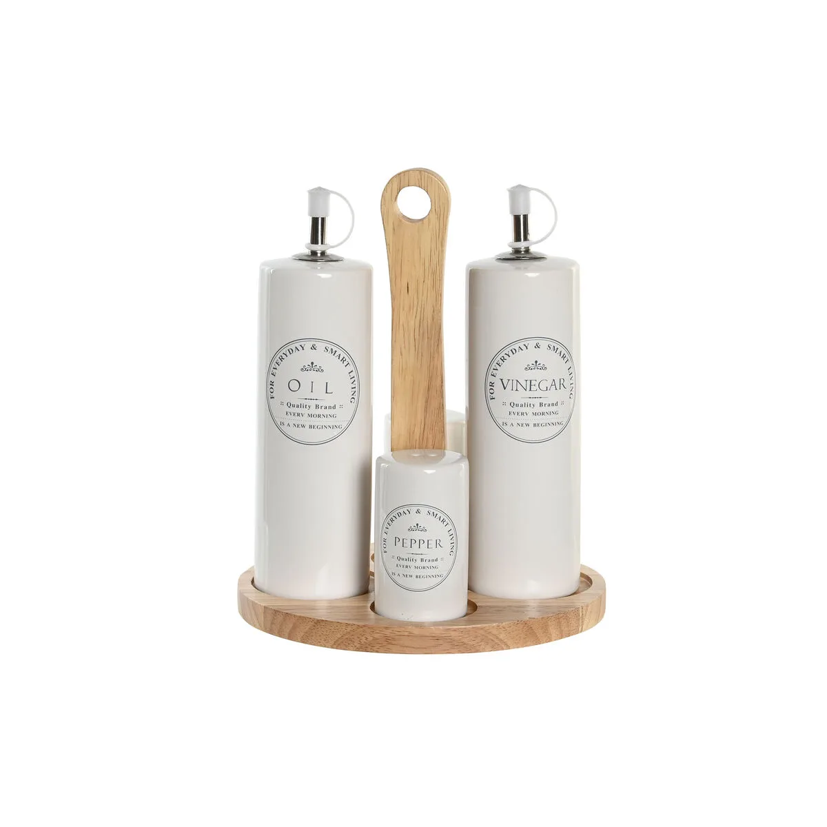 SET DE ACEITERA Y VINAGRERA DKD HOME DECOR BLANCO MADERA GRES 18 X 15 X 22 CM