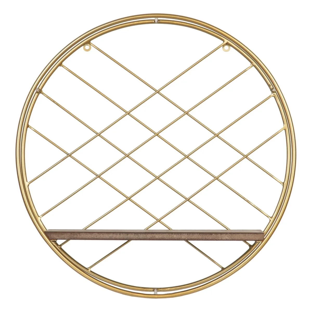 ESTANTE NATURAL DORADO METAL MADERA 43 X 13 X 43 CM