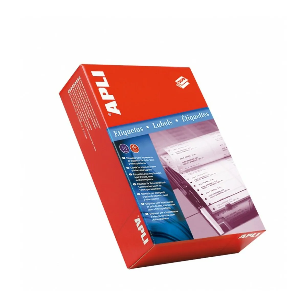 ETIQUETAS PARA IMPRESORA APLI 500 HOJAS 43,2 X 65,6 MM BLANCO
