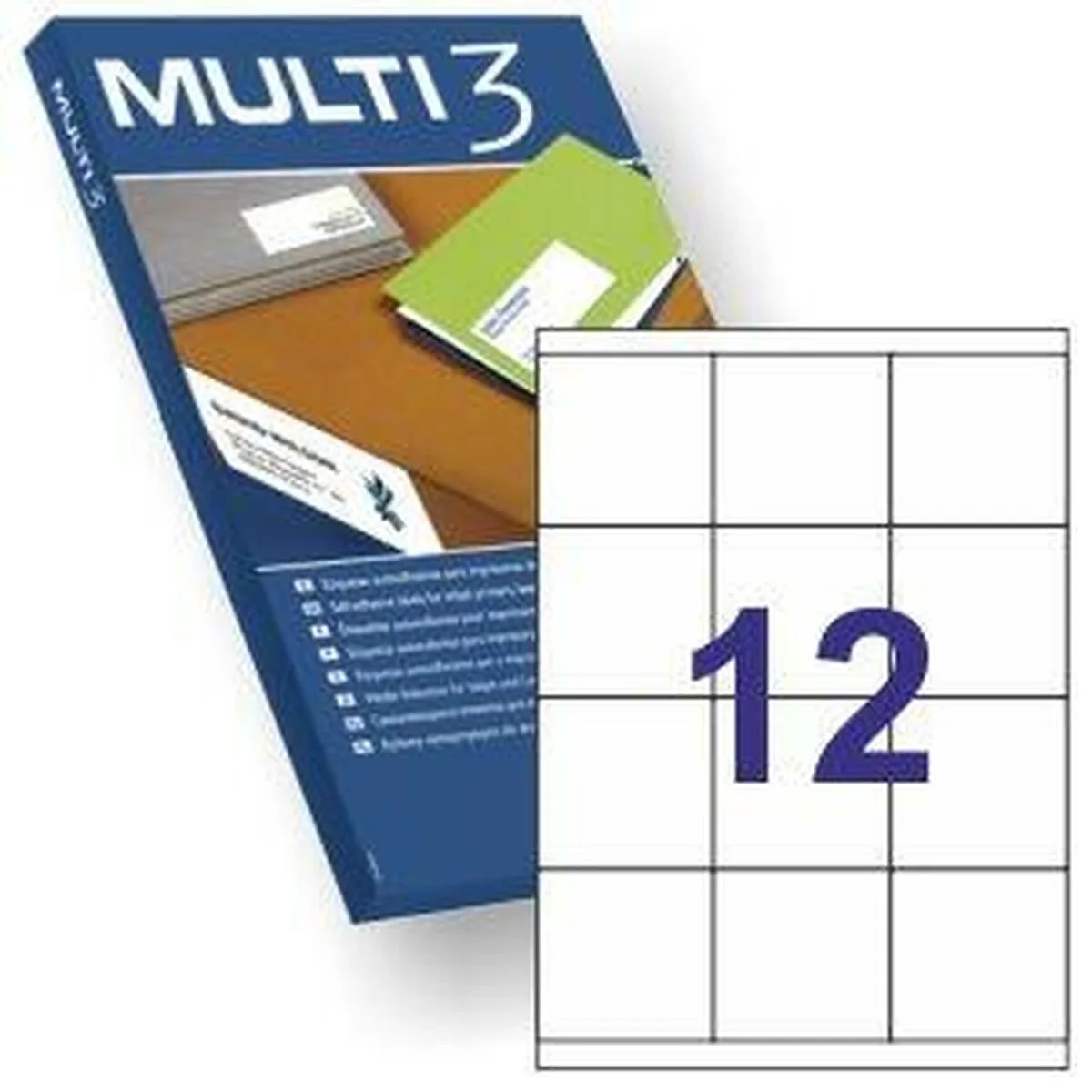 ETIQUETAS PARA IMPRESORA MULTI 3 BLANCO RECTO 100 HOJAS 70 X 67,7 MM