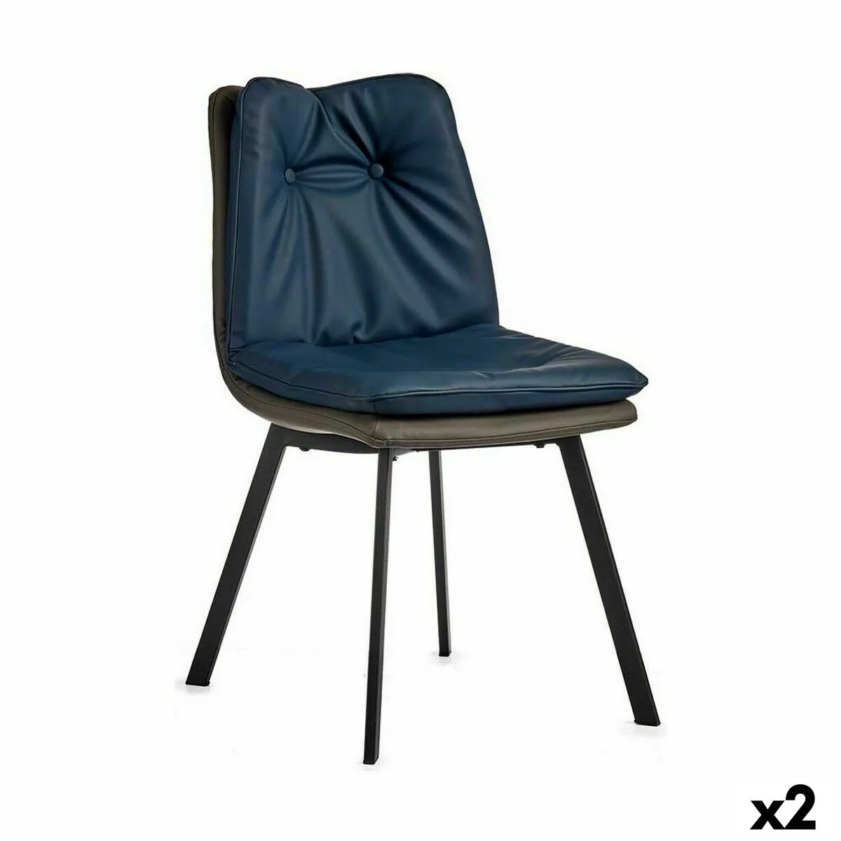 SILLÓN BOTONES AZUL NEGRO GRIS ACERO 62 X 85 X 47 CM (2 UNIDADES)