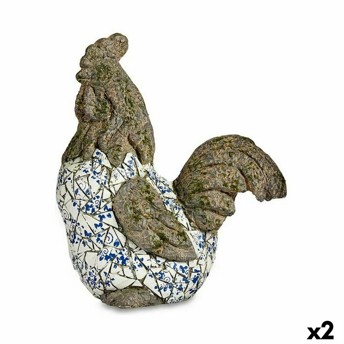 FIGURA DECORATIVA PARA JARDÍN IBERGARDEN ZD18059 POLIRESINA GALLO 22,5 X 46 X 41,5 CM (2 UNIDADES)