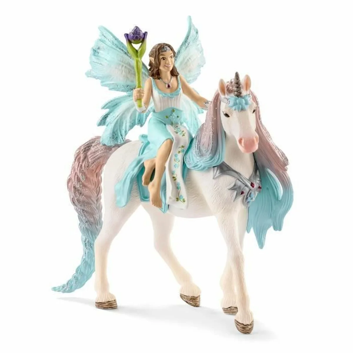 FIGURA DE ACCIÓN SCHLEICH FÉE EYELA WITH PRINCESS UNICORN UNICORNIO 3 PIEZAS