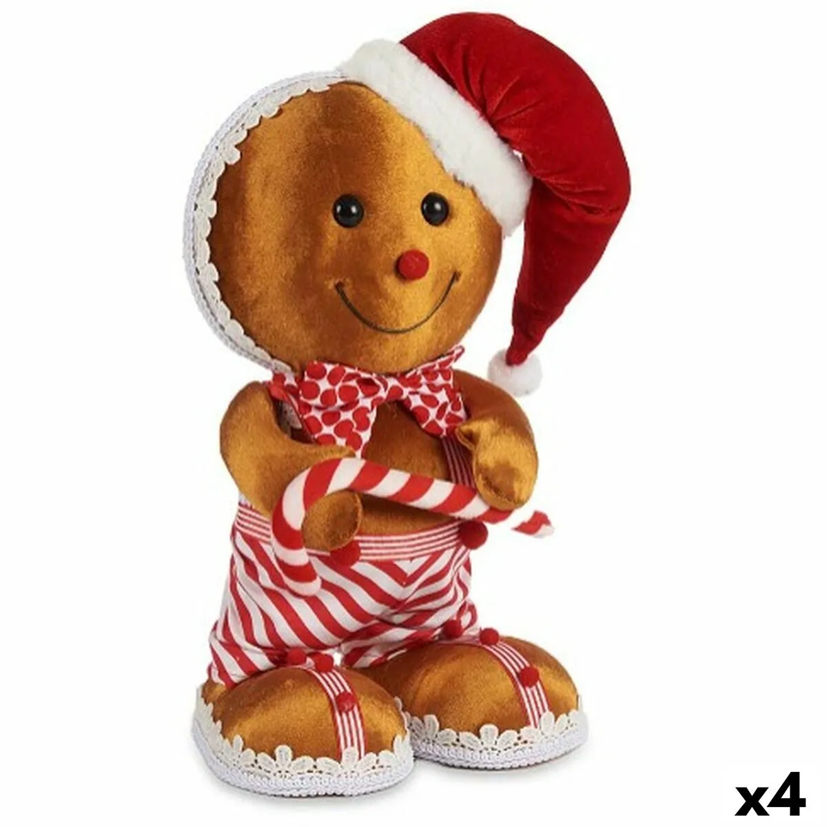 FIGURA DECORATIVA GALLETA MARRÓN ROJO POLIESTIRENO 19 X 33 X 15 CM (4 UNIDADES)