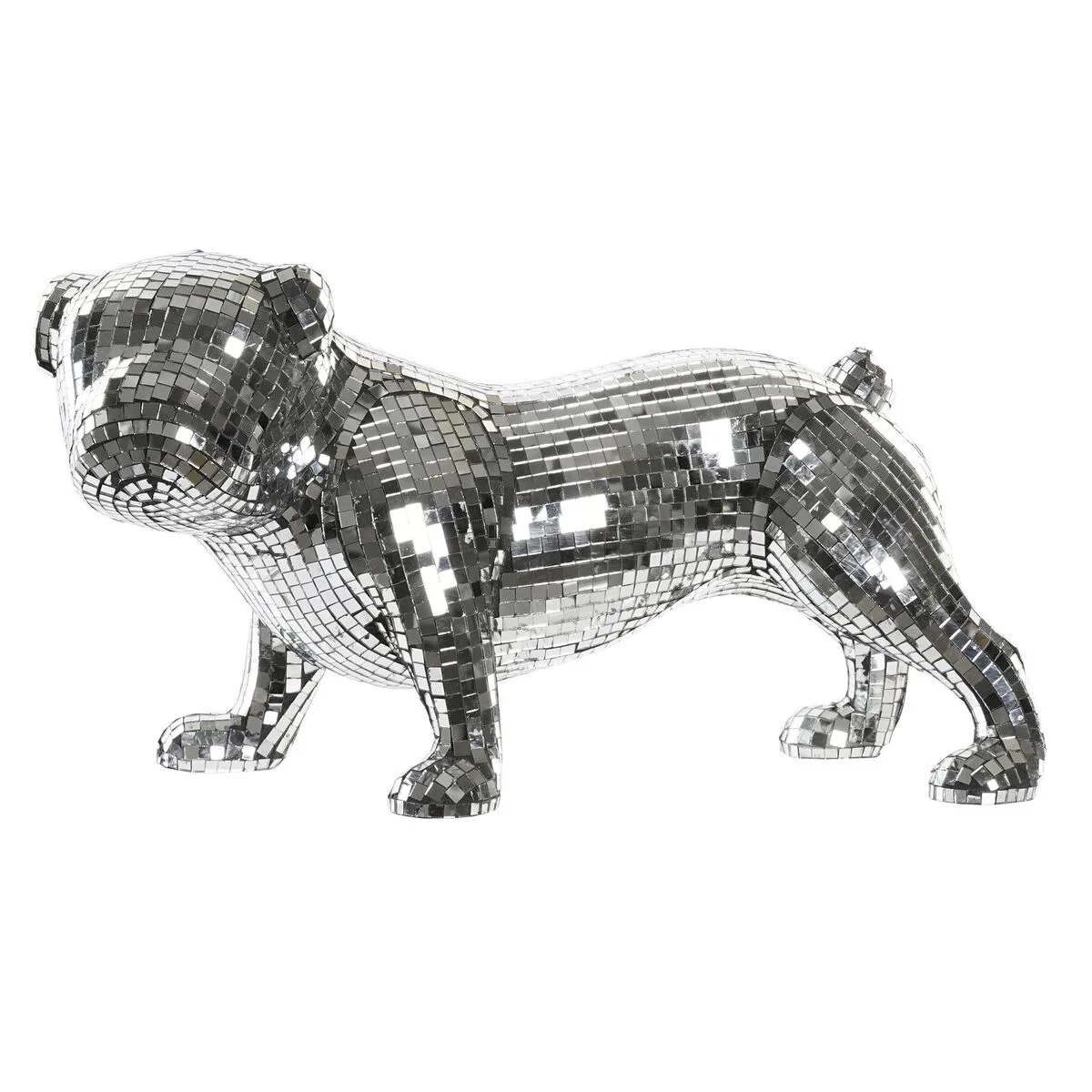 FIGURA DECORATIVA DKD HOME DECOR INGLÉS PLATEADO BULLDOG RESINA MODERNO (45,5 X 21,5 X 25 CM)