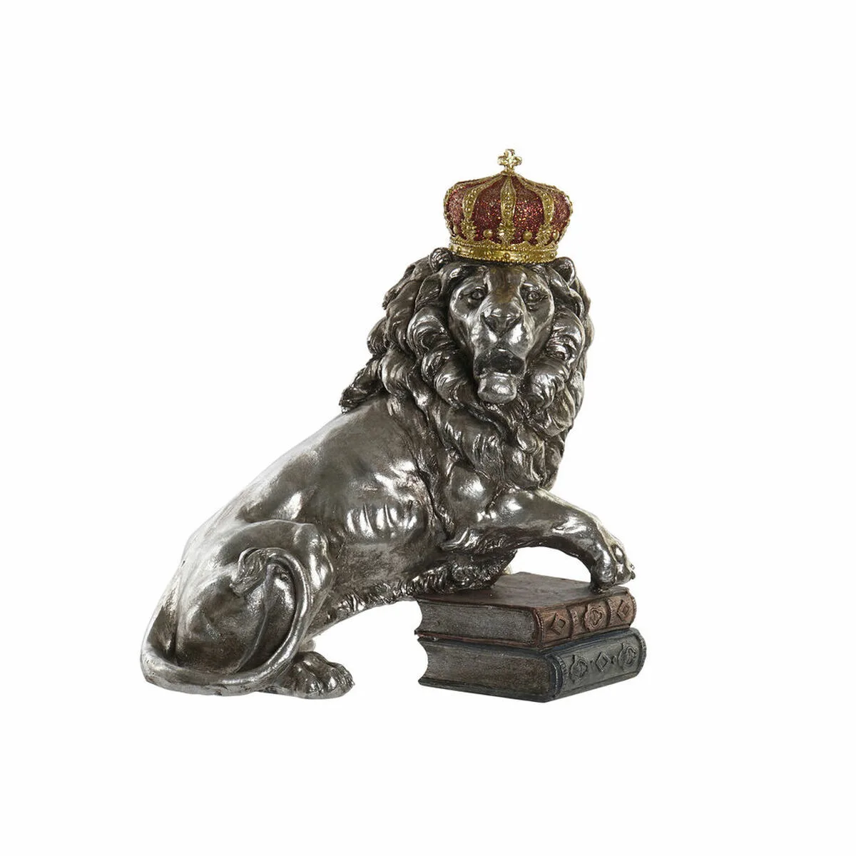 FIGURA DECORATIVA DKD HOME DECOR PLATEADO LEÓN RESINA (42 X 25 X 45 CM)