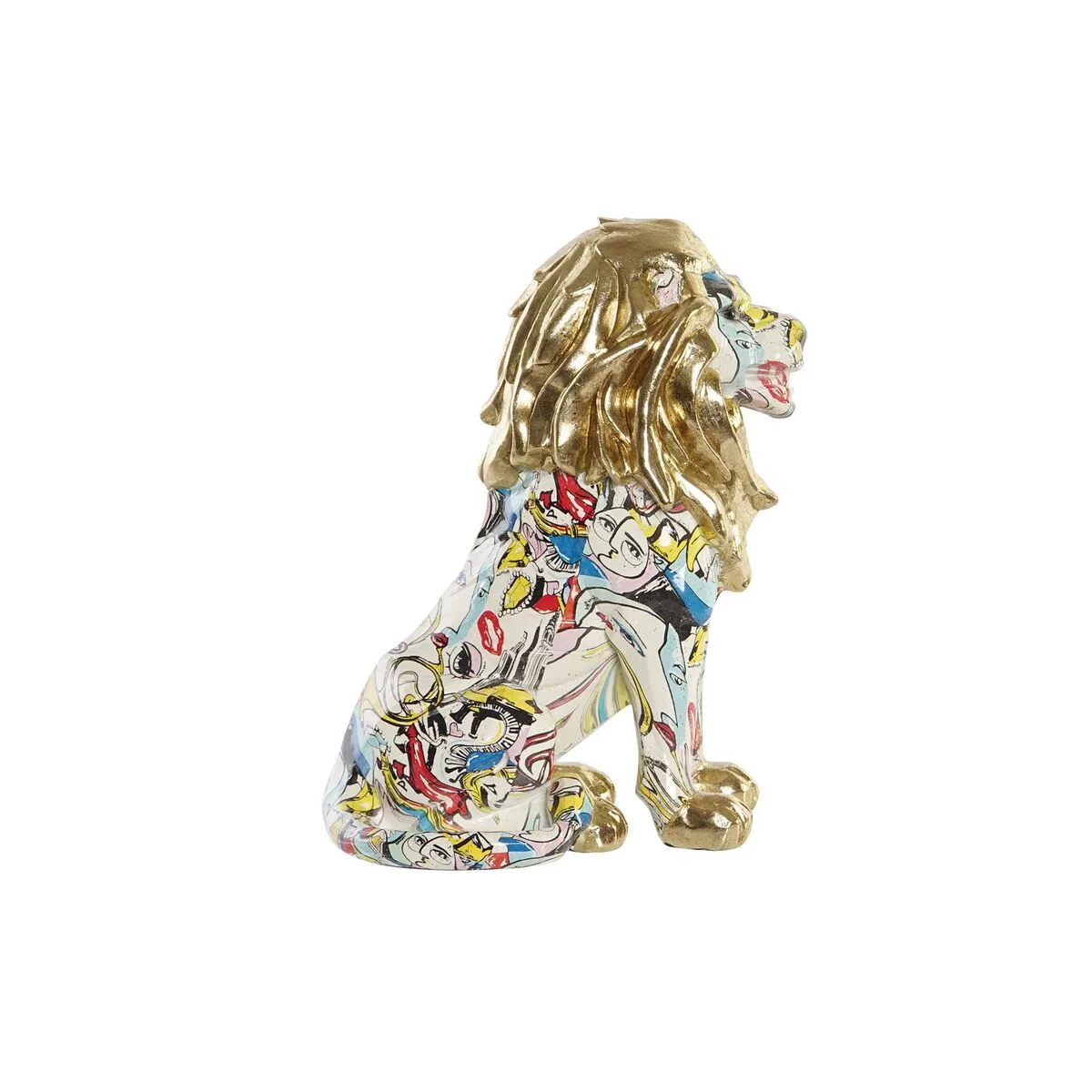 FIGURA DECORATIVA DKD HOME DECOR DORADO LEÓN RESINA MULTICOLOR MODERNO (21 X 14,5 X 27 CM) (15 X 21 X 27 CM)