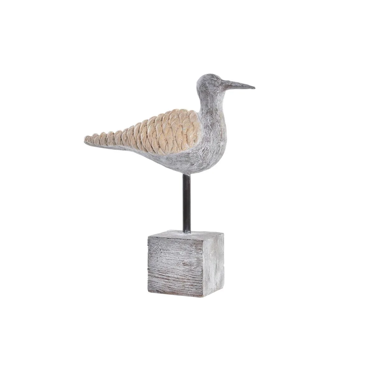 FIGURA DECORATIVA DKD HOME DECOR GRIS NATURAL PÁJARO MEDITERRÁNEO 23 X 9 X 26,7 CM