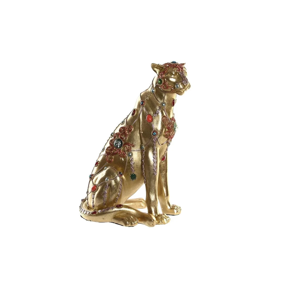FIGURA DECORATIVA DKD HOME DECOR LEOPARDO RESINA COLONIAL (25,5 X 17 X 33 CM)