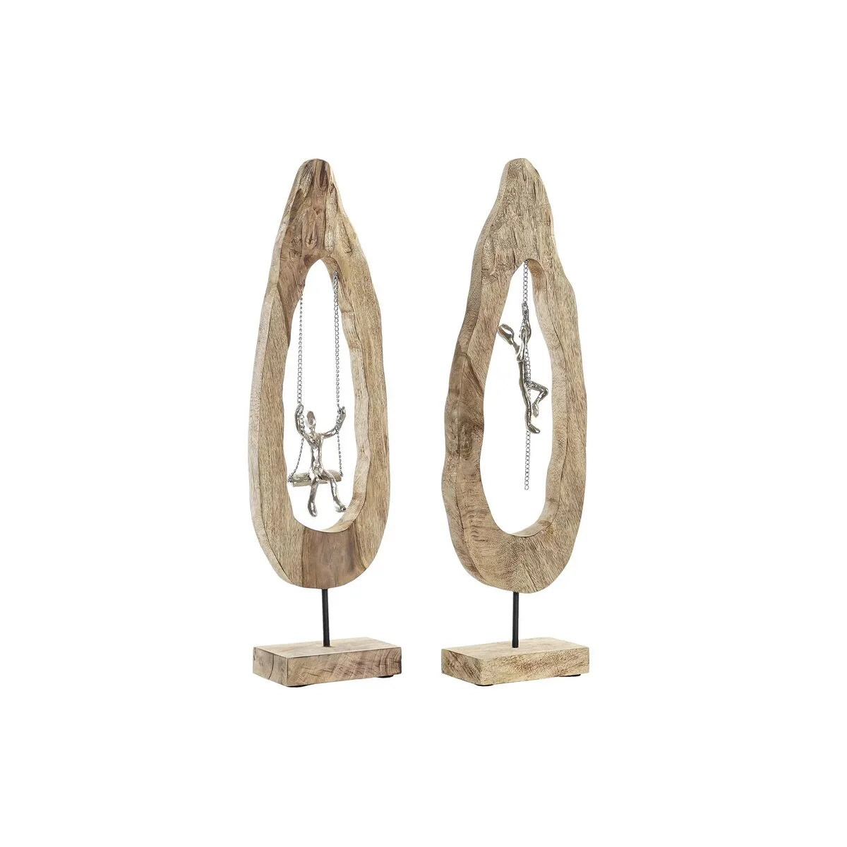 FIGURA DECORATIVA DKD HOME DECOR MARRÓN PLATEADO NATURAL 18 X 9 X 62 CM (2 UNIDADES)