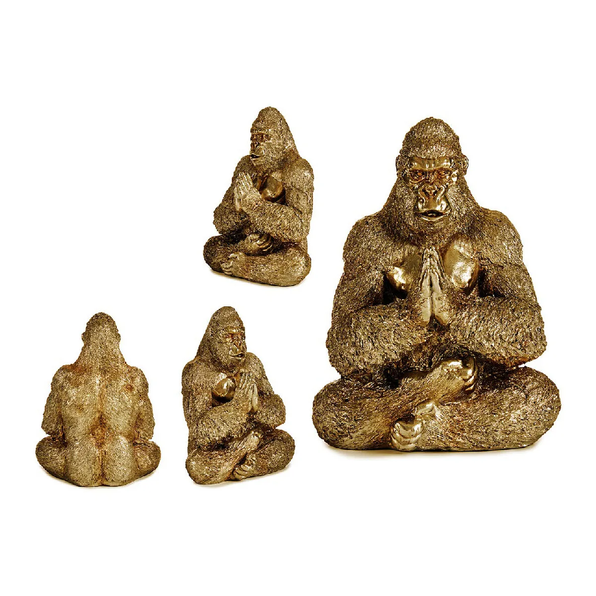 FIGURA DECORATIVA GORILA YOGA DORADO 16 X 27,5 X 22 CM
