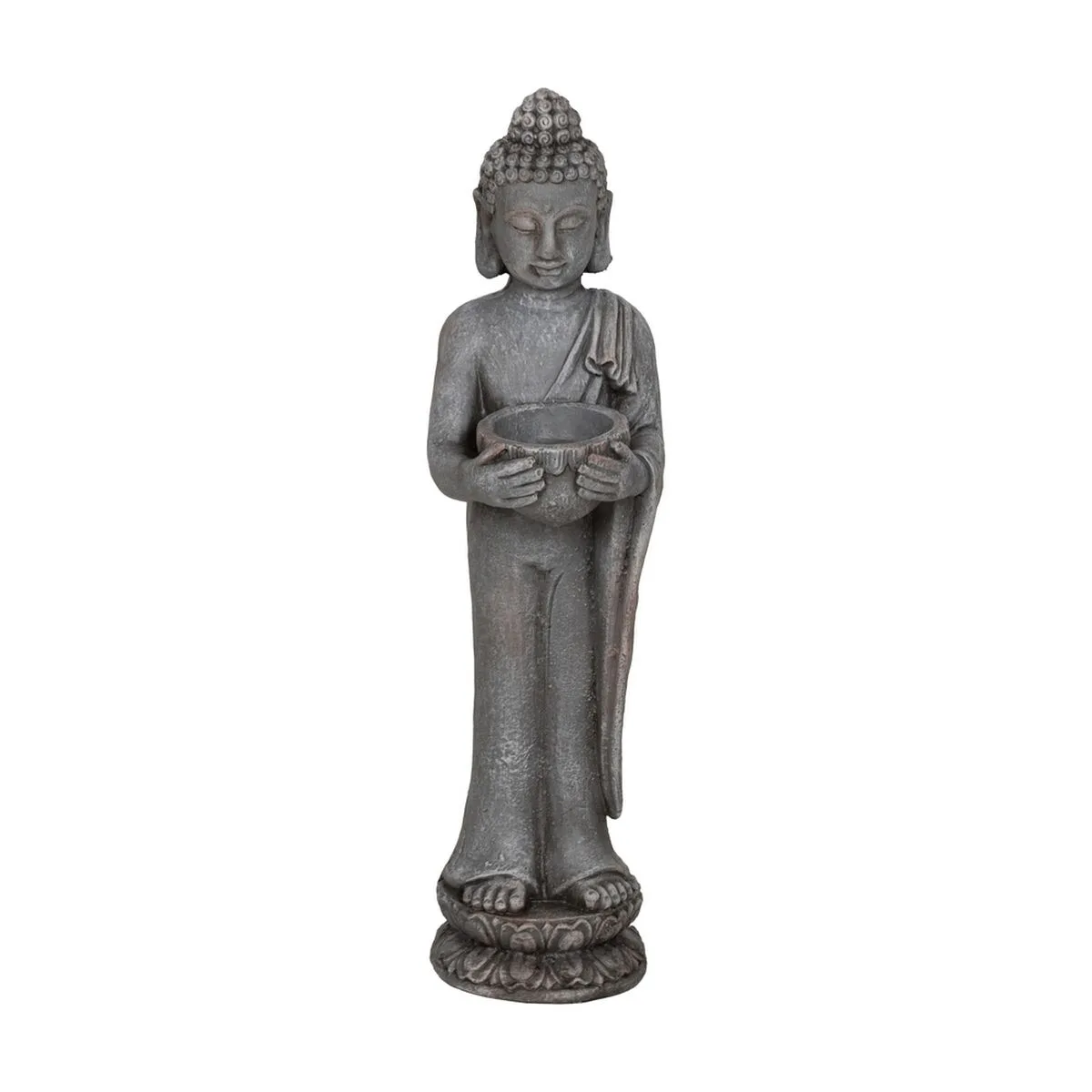 FIGURA DECORATIVA GRIS BUDA 19 X 15 X 58 CM