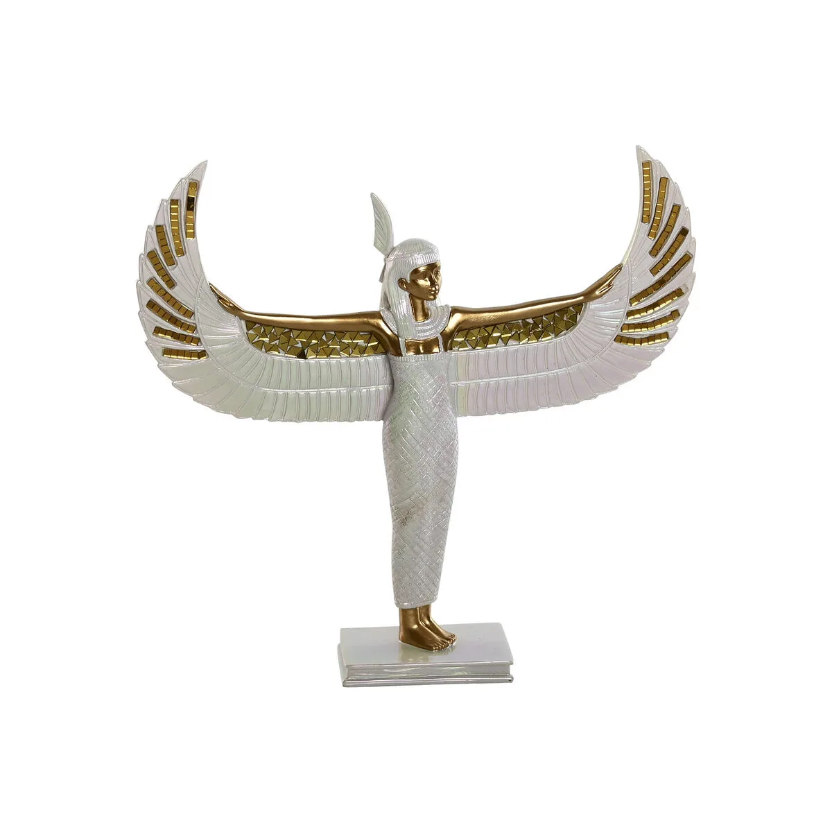 FIGURA DECORATIVA HOME ESPRIT BLANCO DORADO RESINA ORIENTAL 34 X 6,5 X 33,5 CM