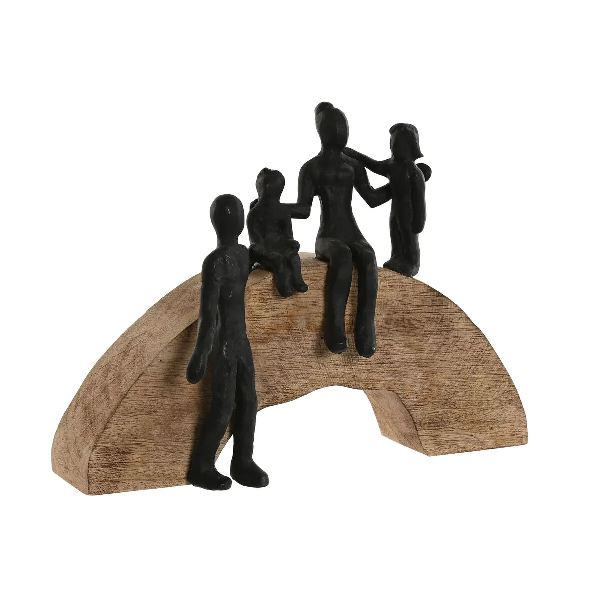 FIGURA DECORATIVA HOME ESPRIT MARRÓN NEGRO FAMILIA 26,5 X 9 X 20 CM