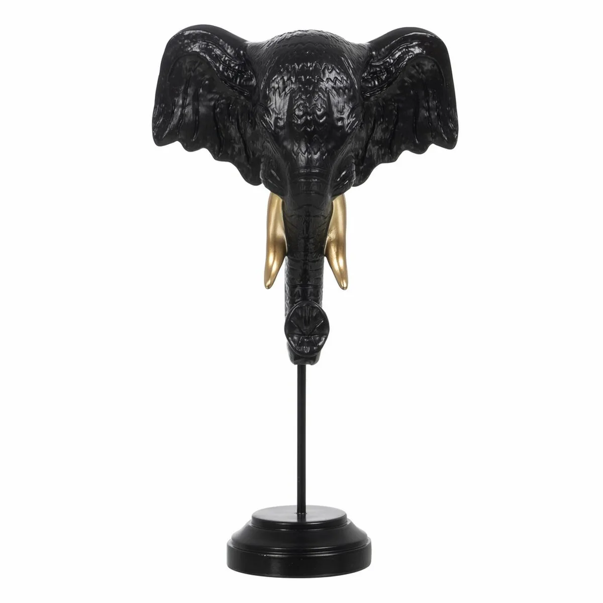 FIGURA DECORATIVA NEGRO DORADO ELEFANTE 20,5 X 14,3 X 35,5 CM