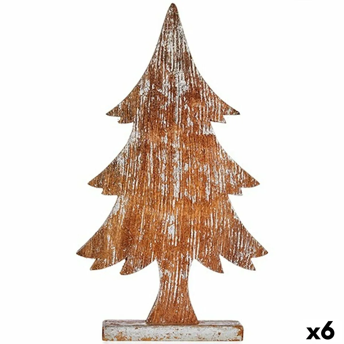 FIGURA DECORATIVA ÁRBOL DE NAVIDAD PLATEADO MADERA 5 X 49,5 X 26 CM (6 UNIDADES)