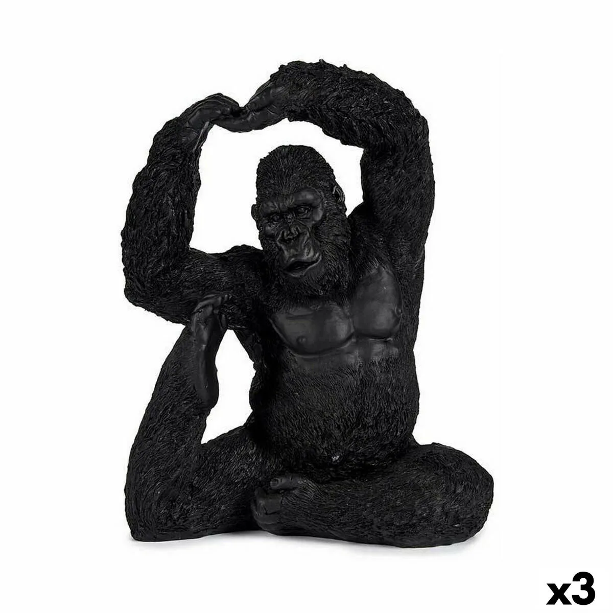 FIGURA DECORATIVA YOGA GORILA NEGRO 15,2 X 31,5 X 26,5 CM (3 UNIDADES)