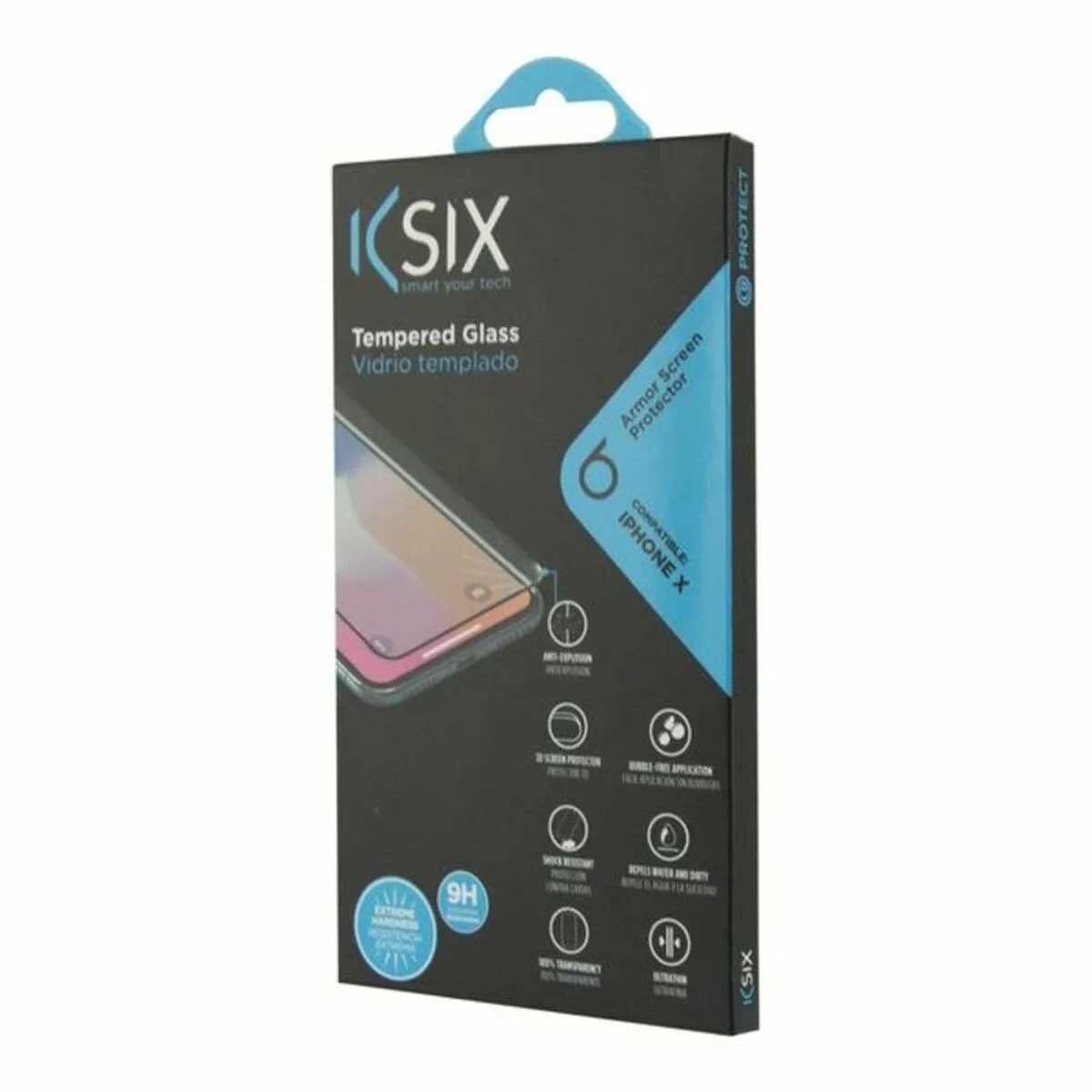 PROTECTOR DE PANTALLA CRISTAL TEMPLADO PARA MÓVIL IPHONE X-XS KSIX ARMOR NEGRO