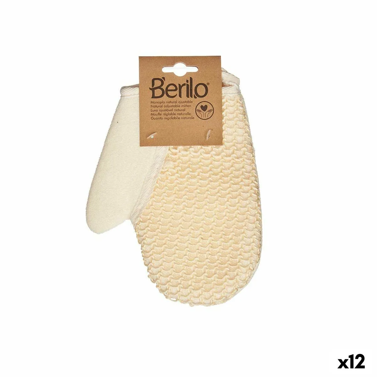 MANOPLA EXFOLIANTE BERILO B7083-10 BLANCO BEIGE (12 UNIDADES)
