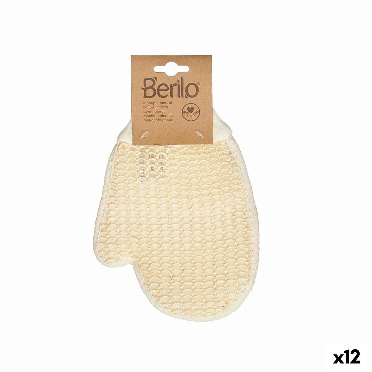 MANOPLA EXFOLIANTE BERILO B7083-12 BLANCO BEIGE (12 UNIDADES)