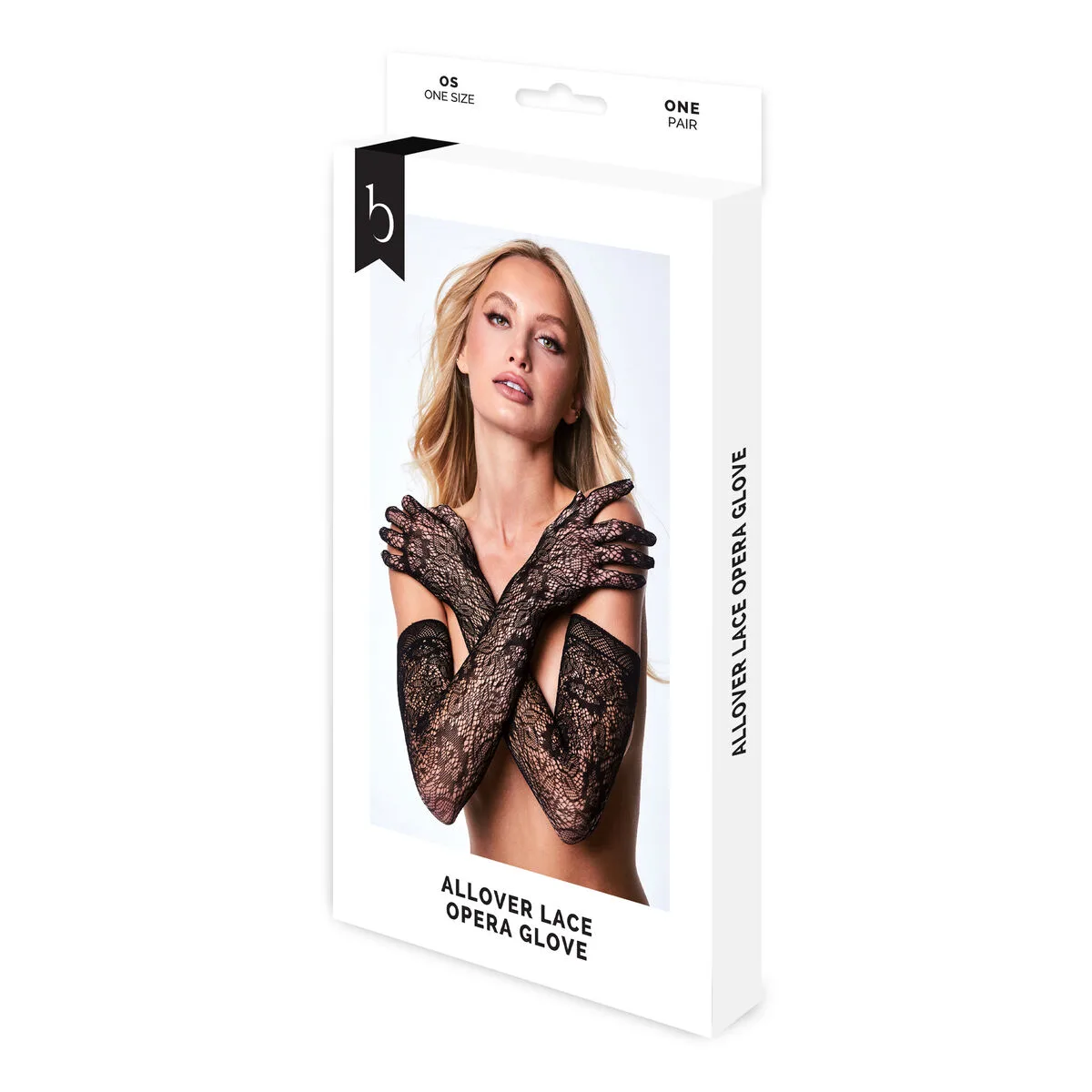GUANTES BACI LINGERIE ALLOVER LACE OPERA NEGRO