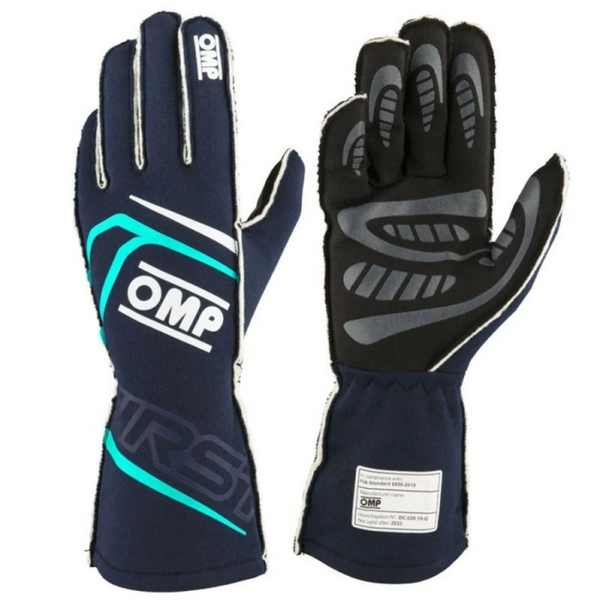 GUANTES DE KARTING OMP MY2025 AZUL AZUL MARINO FIA 8856-2018