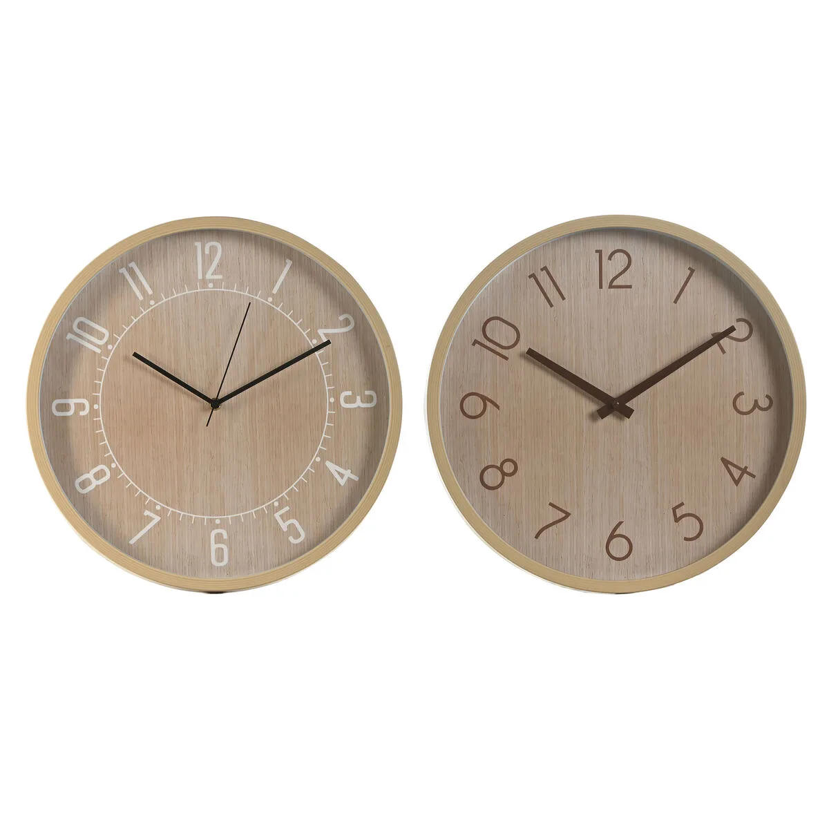 RELOJ DE PARED HOME ESPRIT NATURAL PVC 40 X 4 X 40 CM (2 UNIDADES)