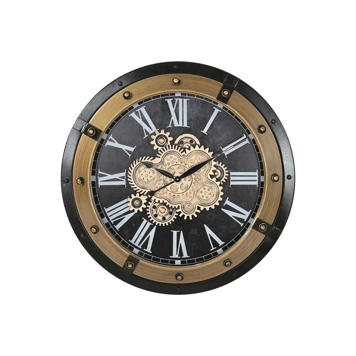 RELOJ DE PARED HOME ESPRIT NEGRO DORADO HIERRO 80 X 8,5 X 80 CM