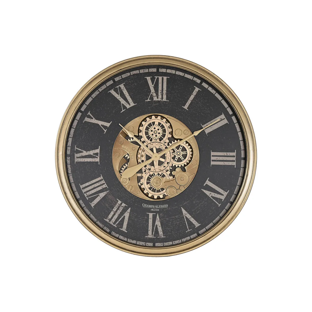 RELOJ DE PARED HOME ESPRIT NEGRO DORADO CRISTAL HIERRO 80 X 9,5 X 80 CM