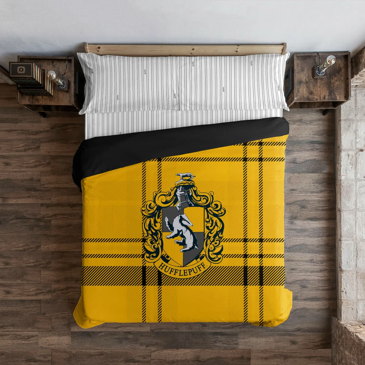 FUNDA NÓRDICA HARRY POTTER CLASSIC HUFFLEPUFF MULTICOLOR 175 HILOS 240 X 220 CM CAMA DE 150/160