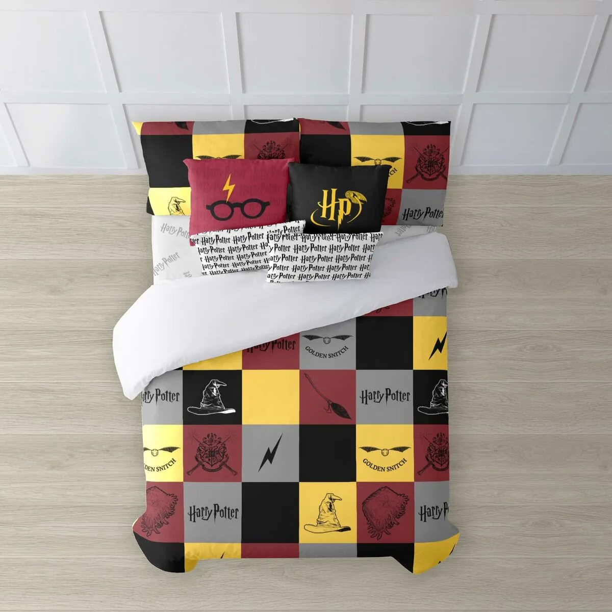 FUNDA NÓRDICA HARRY POTTER HOGWARTS MULTICOLOR 175 HILOS 220 X 220 CM CAMA DE 135/140