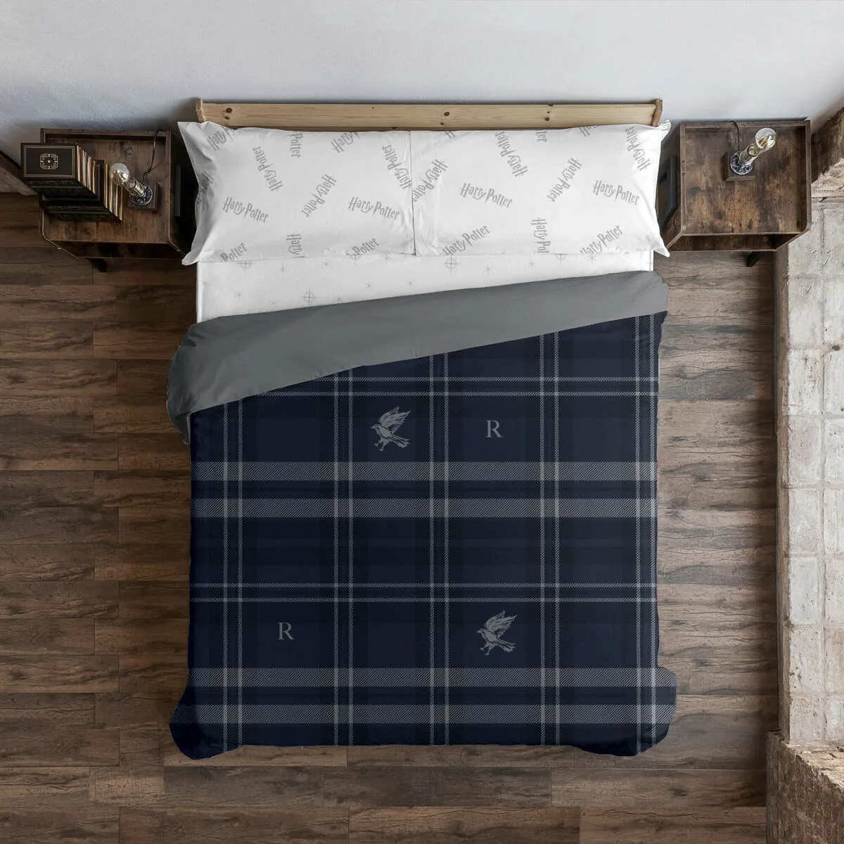 FUNDA NÓRDICA HARRY POTTER RAVENCLAW MULTICOLOR AZUL MARINO 175 HILOS 180 X 220 CM CAMA DE 105