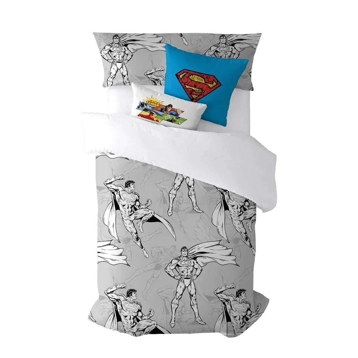 FUNDA NÓRDICA SUPERMAN SUPERMAN GRIS 175 HILOS 220 X 220 CM