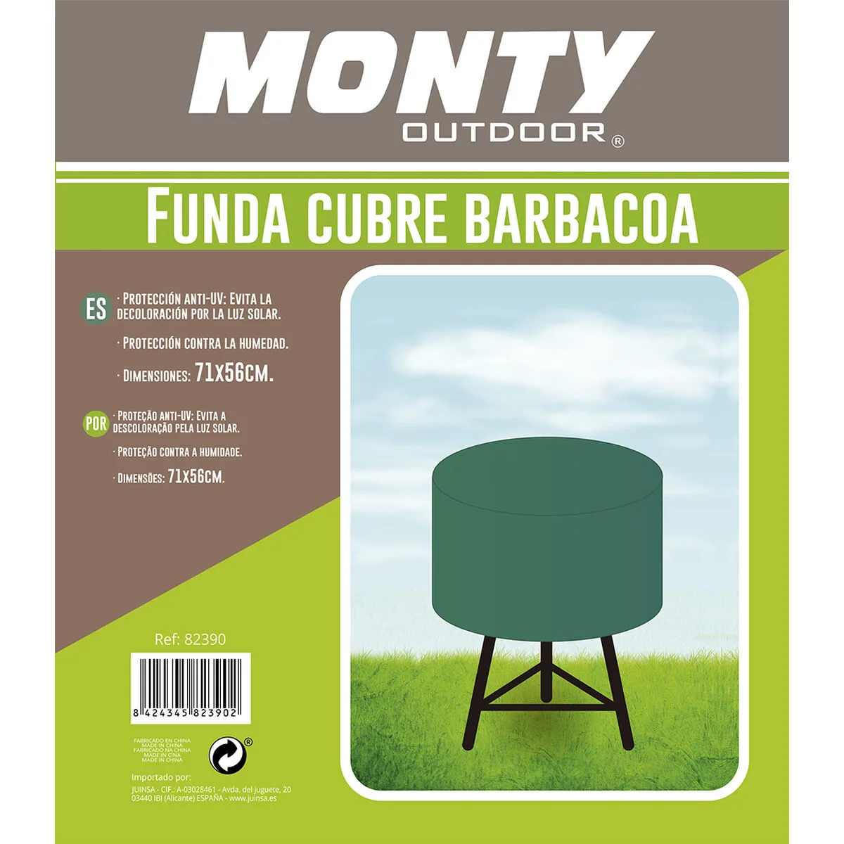 FUNDA PROTECTORA PARA BARBACOA VERDE RAFIA 71 X 71 X 56 CM