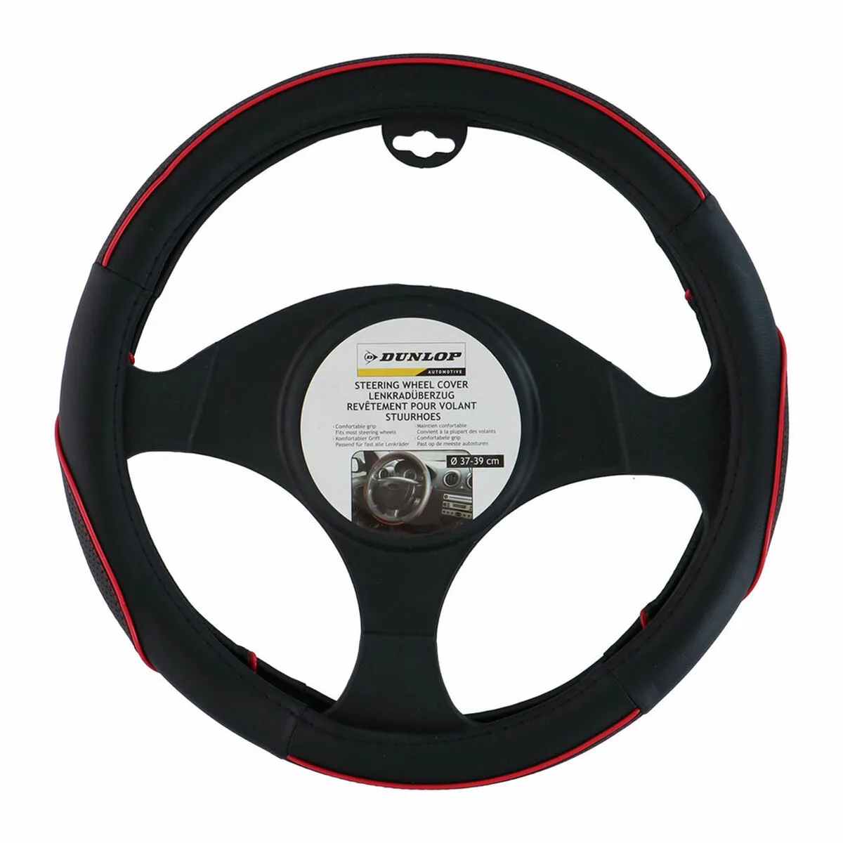 FUNDA PARA VOLANTE DUNLOP NEGRO ROJO Ø 38 CM