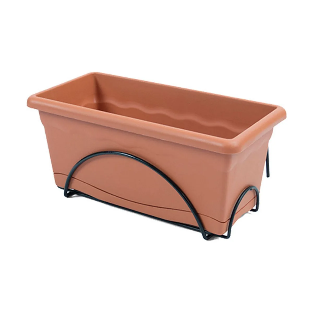 JARDINERA CON PLATO PLASTIKEN TERRACOTA POLIPROPILENO 60 X 24 CM