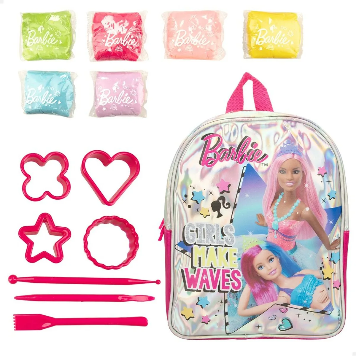 JUEGO CREATIVO DE PLASTILINA BARBIE FASHION MOCHILA 14 PIEZAS 600 G