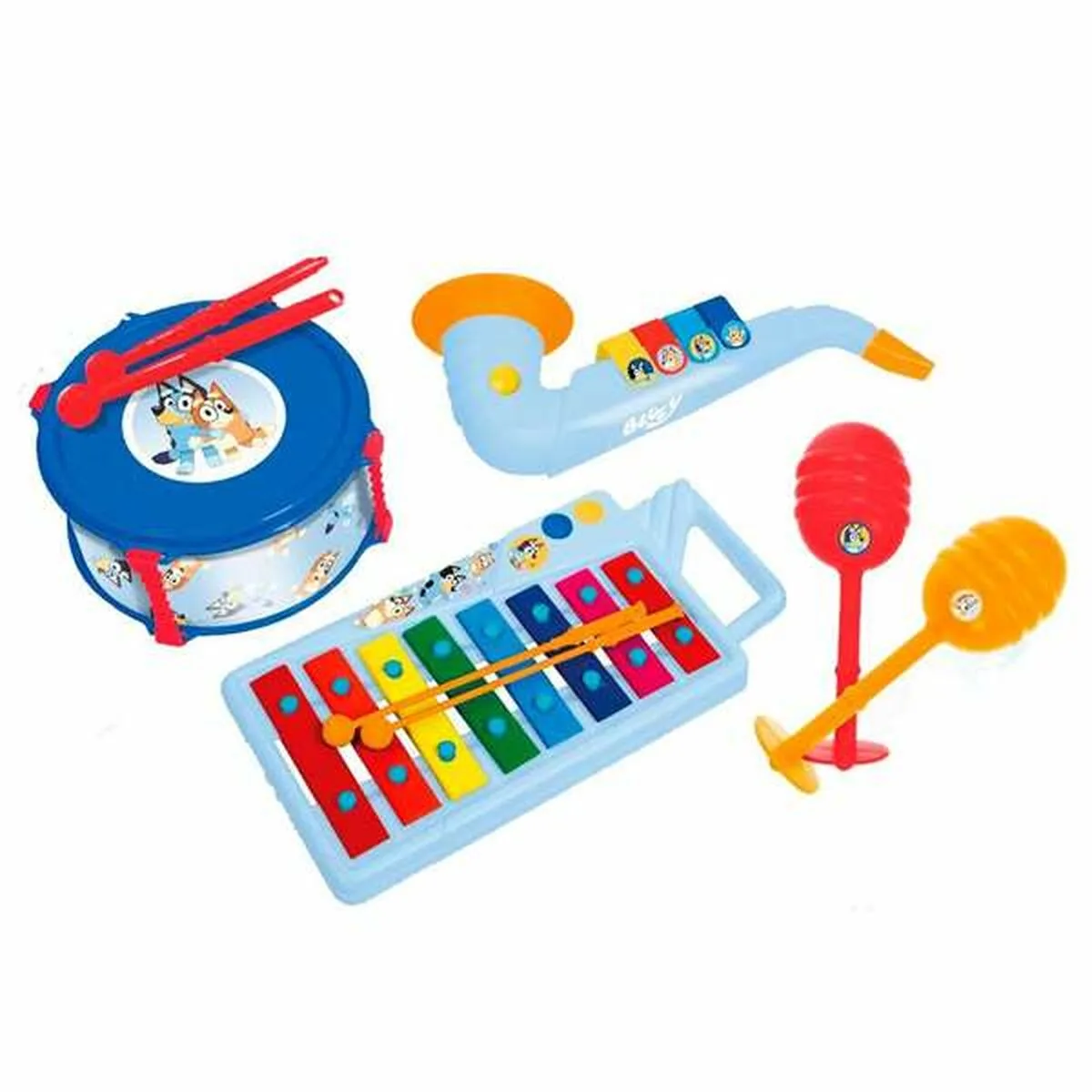 SET DE INSTRUMENTOS MUSICALES DE JUGUETE BLUEY 9 PIEZAS