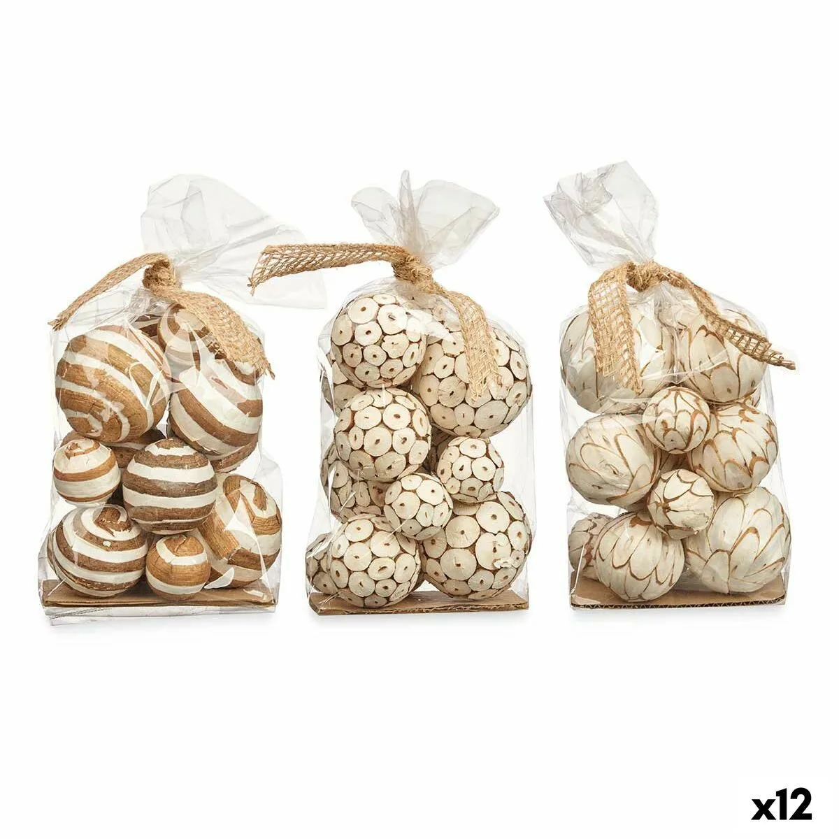 SET DE BOLAS DECORATIVAS BLANCO MARRÓN (12 UNIDADES)