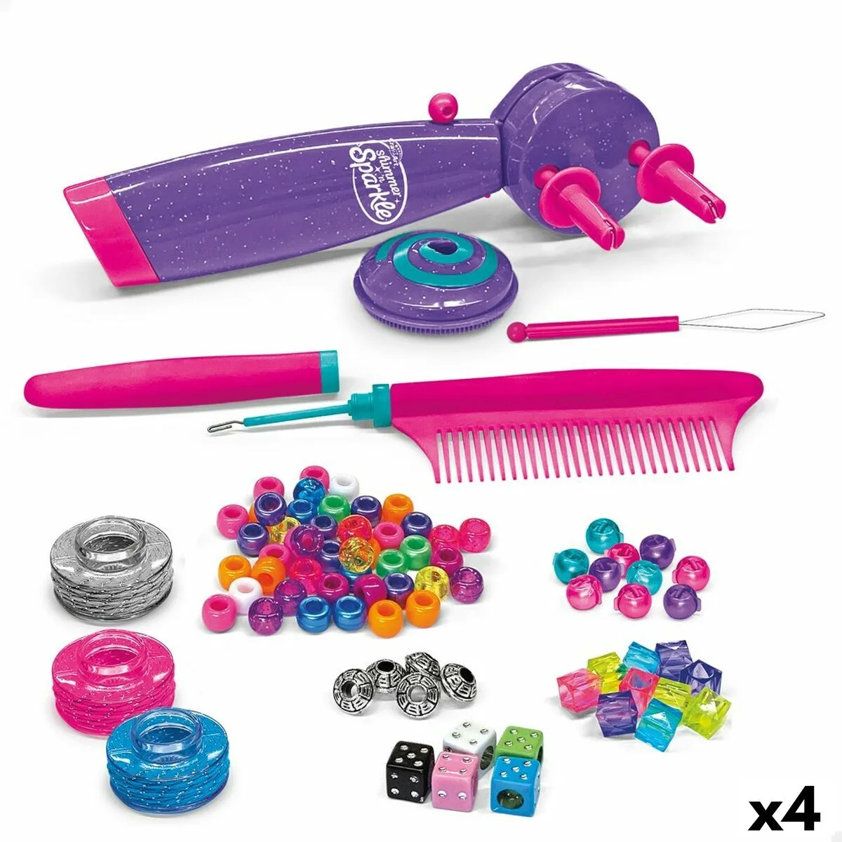 JUEGO DE PEINADOS CRA-Z-ART SHIMMER 'N SPARKLE 10 X 20,5 X 6 CM 4 UNIDADES